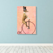 Greyhound auf Black Penny Farthing Leinwanddruck (Insitu (Holzboden))