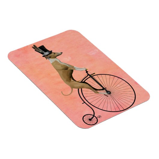 Greyhound auf Black Penny Farthing Magnet (Rechte Seite)