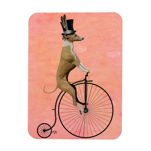 Greyhound auf Black Penny Farthing Magnet (Vertikal)