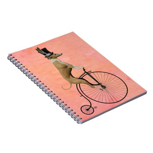 Greyhound auf Black Penny Farthing Notizblock (Rechte Seite)