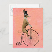 Greyhound auf Black Penny Farthing Postkarte (Vorne/Hinten)
