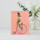 Greyhound auf Black Penny Farthing Postkarte (Stehend Vorderseite)