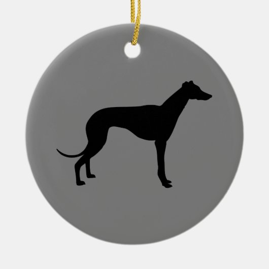 Greyhound auf Grau Keramik Ornament (Vorne)