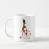 Greyhound auf Red Penny Farthing Bike Kaffeetasse (Links)