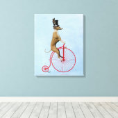 Greyhound auf Red Penny Farthing Bike Leinwanddruck (Insitu (Holzboden))