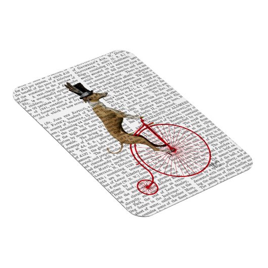 Greyhound auf Red Penny Farthing Bike Magnet (Rechte Seite)