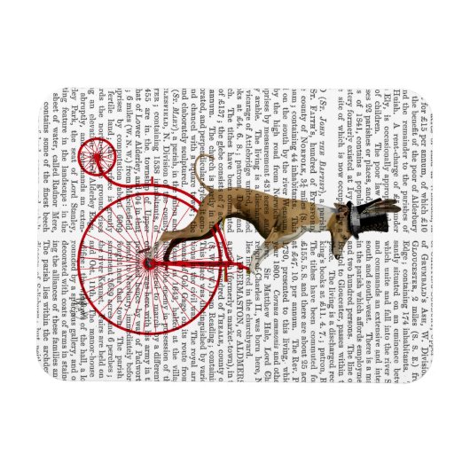 Greyhound auf Red Penny Farthing Bike Magnet (Horizontal)