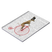 Greyhound auf Red Penny Farthing Bike Notizblock (Linke Seite)