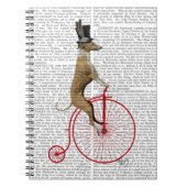 Greyhound auf Red Penny Farthing Bike Notizblock (Vorderseite)