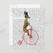 Greyhound auf Red Penny Farthing Bike Postkarte (Vorne/Hinten)