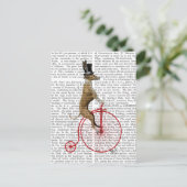Greyhound auf Red Penny Farthing Bike Postkarte (Stehend Vorderseite)