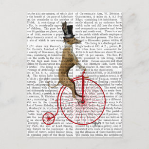 Greyhound auf Red Penny Farthing Bike Postkarte