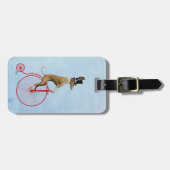 Greyhound auf Red Penny Farthing Gepäckanhänger (Vorderseite horizontal)