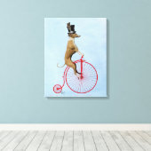 Greyhound auf Red Penny Farthing Leinwanddruck (Insitu (Holzboden))