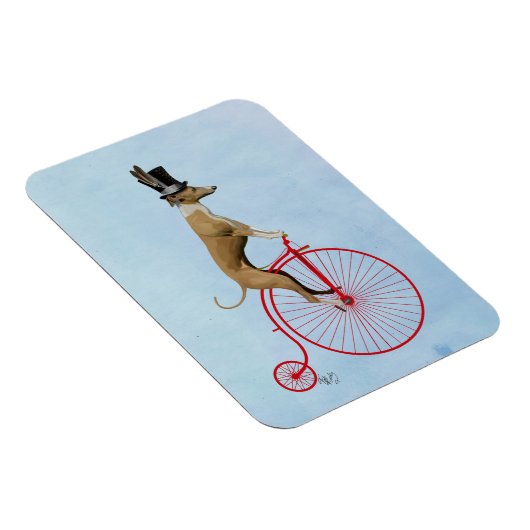 Greyhound auf Red Penny Farthing Magnet (Rechte Seite)