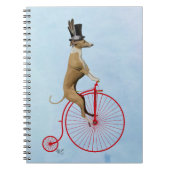 Greyhound auf Red Penny Farthing Notizblock (Vorderseite)