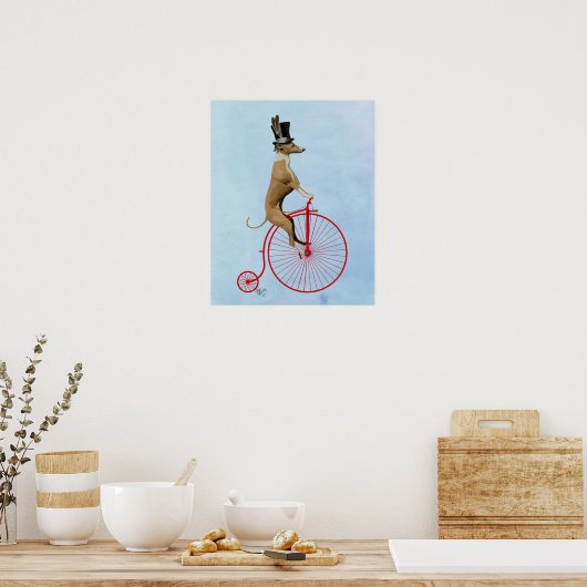 Greyhound auf Red Penny Farthing Poster (Küche)