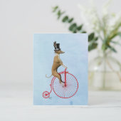 Greyhound auf Red Penny Farthing Postkarte (Stehend Vorderseite)