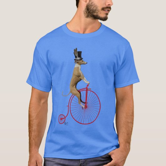 Greyhound auf Red Penny Farthing T-Shirt (Vorderseite)