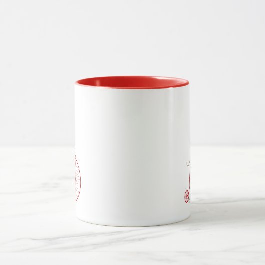 Greyhound auf Red Penny Farthing Tasse (Zentrum)