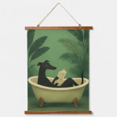 Greyhound Bathroom Art – Funny Dog Wall Decor Trio Wandteppich Mit Holzrahmen (Vorderseite)