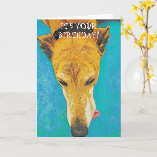 Greyhound Birthday Card ETS Karte (Gelbe Blume)