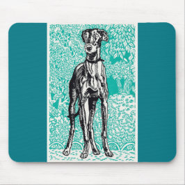 Greyhound Black Line Grüner Hintergrund Moriz Jung Mousepad