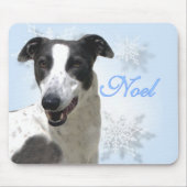 Greyhound Black & White Weihnachten2 Mousepad (Vorne)