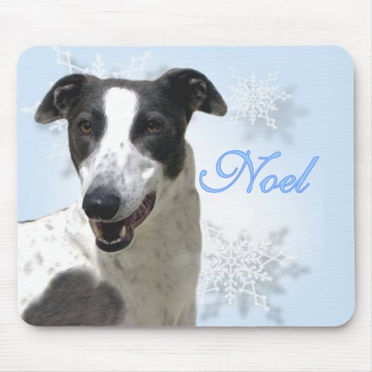 Greyhound Black & White Weihnachten2 Mousepad (Vorne)