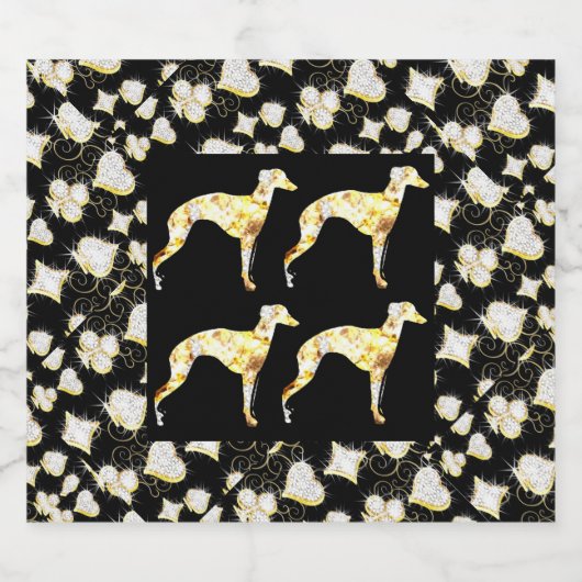 GREYHOUND BLING ALKOHOLFLASCHENETIKETT (Einzelnes Label)