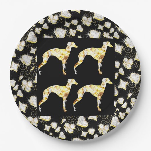 GREYHOUND BLING PAPPTELLER (Vorderseite)