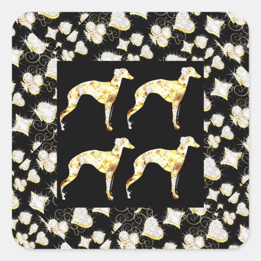 GREYHOUND BLING QUADRATISCHER AUFKLEBER (Vorderseite)