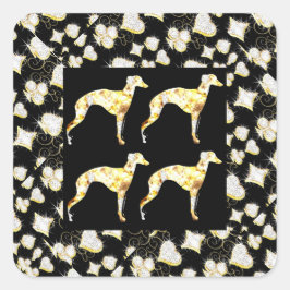GREYHOUND BLING QUADRATISCHER AUFKLEBER