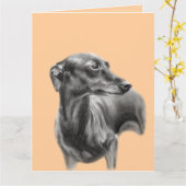 Greyhound Charkohle Handgezogene Artwork Karte (Gelbe Blume)