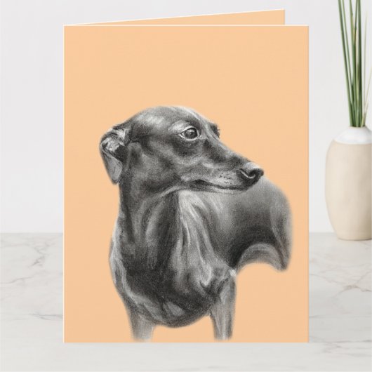 Greyhound Charkohle Handgezogene Artwork Karte (Vorderseite)