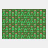 Greyhound Christmas Dog & Green Bow 3 Farbe Geschenkpapier Set (Vorderseite 3)