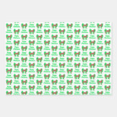 Greyhound Christmas Dog & Green Bow 3 Farbe Geschenkpapier Set (Vorderseite 2)