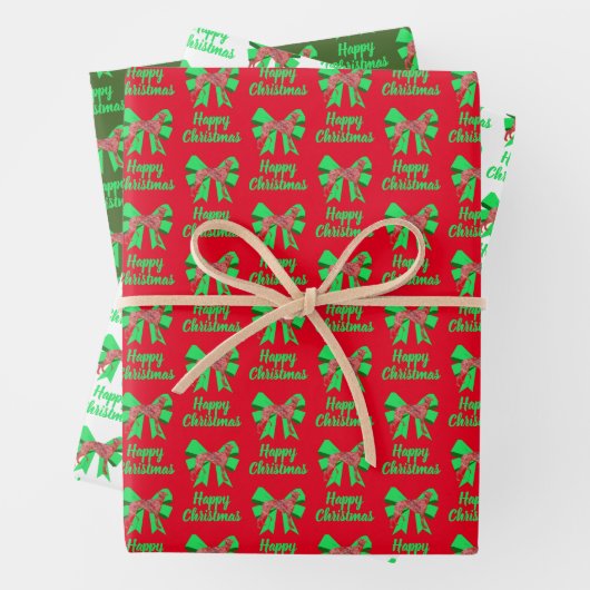 Greyhound Christmas Dog & Green Bow 3 Farbe Geschenkpapier Set (Beispiel)