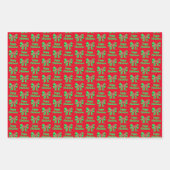 Greyhound Christmas Dog & Green Bow 3 Farbe Geschenkpapier Set (Vorderseite)