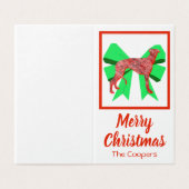 Greyhound Christmas Dog & Green Bow Gift Tag (Außenseite Aufgefaltet)