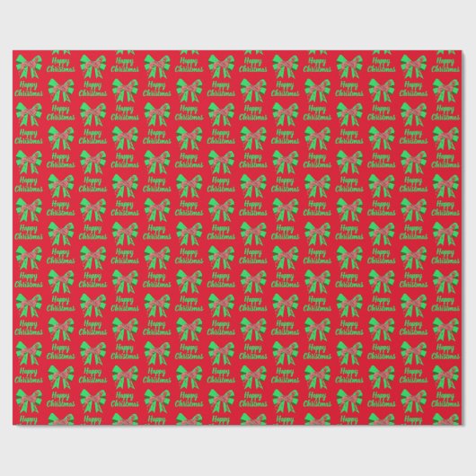 Greyhound Christmas Dog & Green Bow Red Geschenkpapier (Flach)