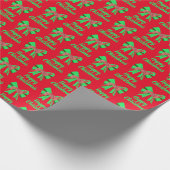 Greyhound Christmas Dog & Green Bow Red Geschenkpapier (Ecke)