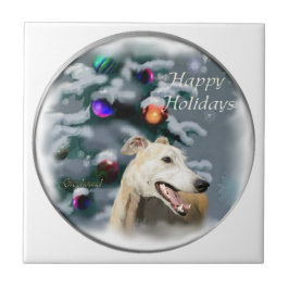 Greyhound Christmas Fliese