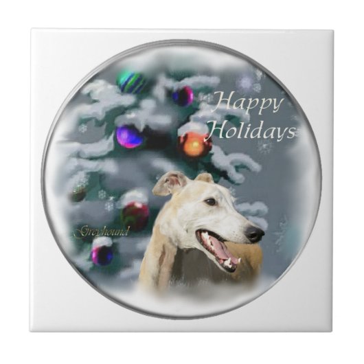 Greyhound Christmas Fliese (Vorderseite)