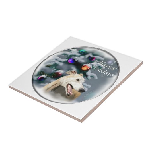 Greyhound Christmas Fliese (Seite)