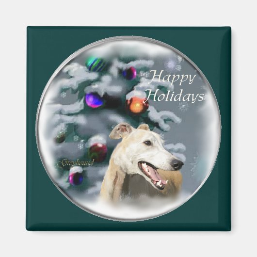 Greyhound Christmas Geschenke Magnet (Vorne)