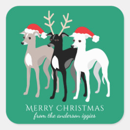 Greyhound Christmas Iggy Quadratischer Aufkleber