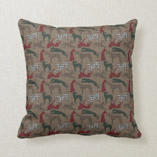 Greyhound Christmas Kariert Burlap Kissen