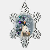 Greyhound Christmas Schneeflocken Zinn-Ornament (Rechts)