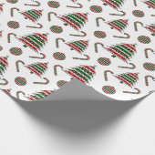 Greyhound Christmas Tree Candy Cane Bauble Geschenkpapier (Ecke)